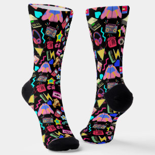 Vintage 80's Pattern 01.w Black BG Socks