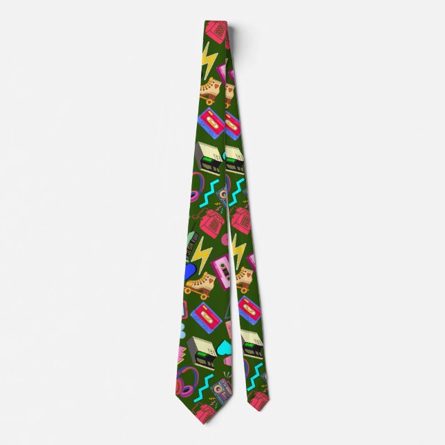Vintage 80's Pattern 01.w DGreen BG Tie (Front)