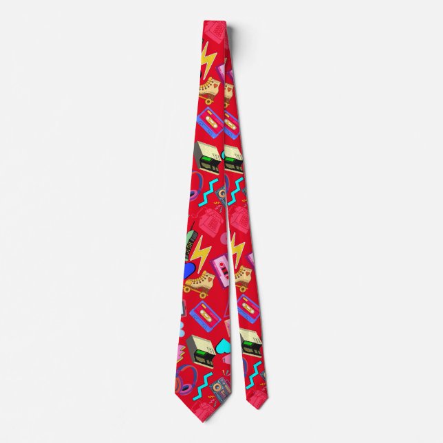 Vintage 80's Pattern 01.w Red BG Tie (Front)