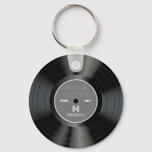 Vintage 80s Record Personalised Name Key Ring