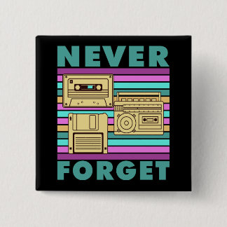 Vintage 80s Retro Technology Mix Tape Floppy Disc  15 Cm Square Badge