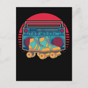 Vintage 80s Roller Skating Girl Disco Rollerskates Postcard