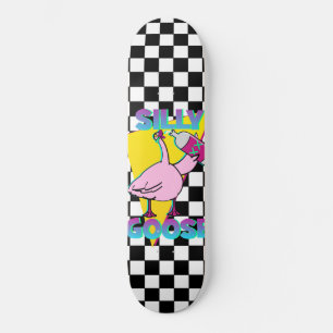 Vintage 80s Silly Goose Chequered Print Skateboard