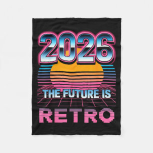 Vintage 80s Style Retro Happy New Year 2026  Fleece Blanket