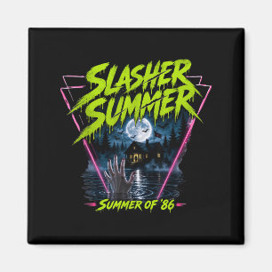 Vintage 80s Summer Halloween Funny Slasher Summer Magnet