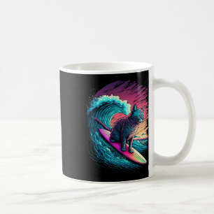 Vintage 80s Vaporwave Synthwave Retro Surfing Cat Coffee Mug