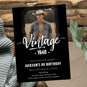 Vintage 80th Birthday  Invitation