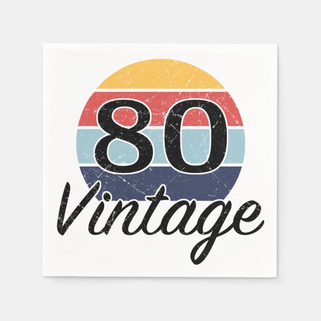 Vintage 80th Birthday Sunset Napkin (Front)