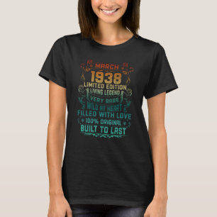Vintage 85 Years Old March 1938 85th Birthday T-Shirt