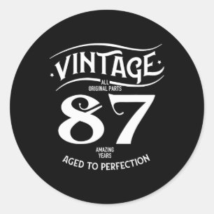 Vintage 87 Amazing Years Funny 87th Birthday Perfe Classic Round Sticker