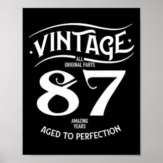 Vintage 87 Amazing Years Funny 87th Birthday Perfe Poster