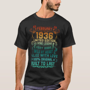 Vintage 87 Years Old February 1936 87th Birthday T-Shirt