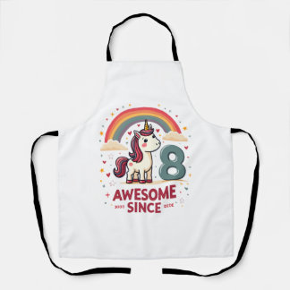 Vintage 8 Awesome Since 2018 Unicorn Birthday Rain Apron
