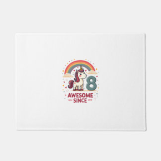 Vintage 8 Awesome Since 2018 Unicorn Birthday Rain Doormat