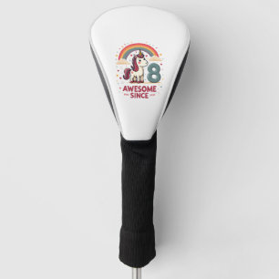 Vintage 8 Awesome Since 2018 Unicorn Birthday Rain Golf Head Cover
