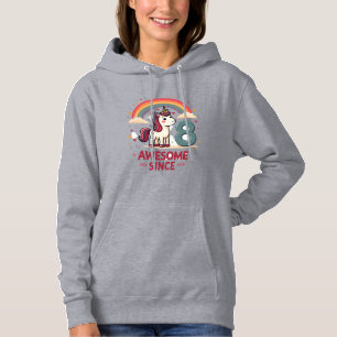Vintage 8 Awesome Since 2018 Unicorn Birthday Rain Hoodie