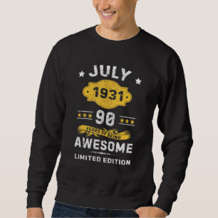 Vintage 90 Years Old July 1931 90th Birthday Idea Sweatshirt