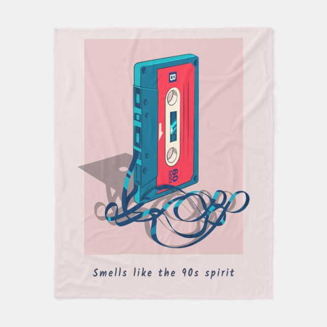 Vintage ’90s Cassette Tape Fleece Blanket (Front)