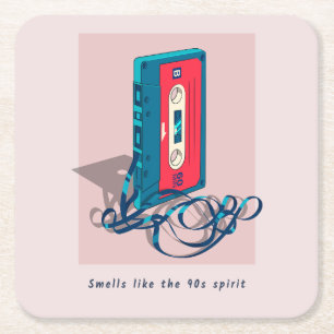 Vintage ’90s Cassette Tape Square Paper Coaster