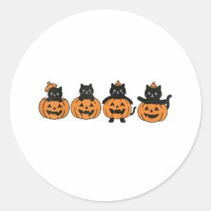 Vintage 90s Cat Halloween Pumpkin Black Cat Classic Round Sticker