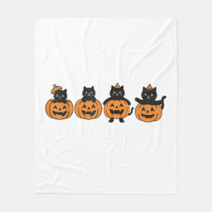 Vintage 90s Cat Halloween Pumpkin Black Cat Fleece Blanket