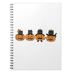 Vintage 90s Cat Halloween Pumpkin Black Cat Notebook