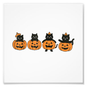 Vintage 90s Cat Halloween Pumpkin Black Cat Photo Print
