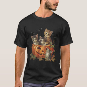 Vintage 90s Cat Halloween Pumpkin Cat Lover Spooky T-Shirt