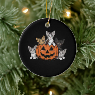 Vintage 90s Cat Halloween Retro Spooky Season  Ceramic Ornament