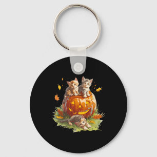Vintage 90s Cat Pumpkin Halloween For Men Women Bo Key Ring