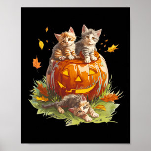 Vintage 90s Cat Pumpkin Halloween For Men Women Bo Poster