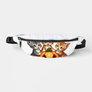 Vintage 90s Cat Pumpkin Halloween Retro Floral Spo Bum Bags
