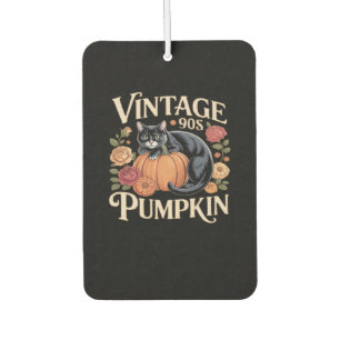 Vintage 90s Cat Pumpkin Halloween Retro Floral Spo Car Air Freshener