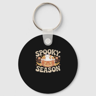 Vintage 90s Cat Pumpkin Halloween Retro Floral Spo Key Ring