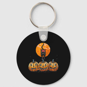 Vintage 90s Cat Pumpkin Halloween Retro Floral Spo Key Ring