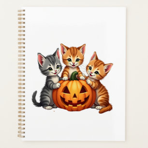 Vintage 90s Cat Pumpkin Halloween Retro Floral Spo Planner