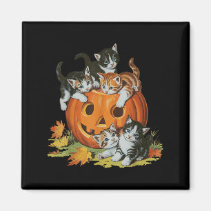 Vintage 90s Cat Pumpkin Halloween Retro Women Soky Magnet
