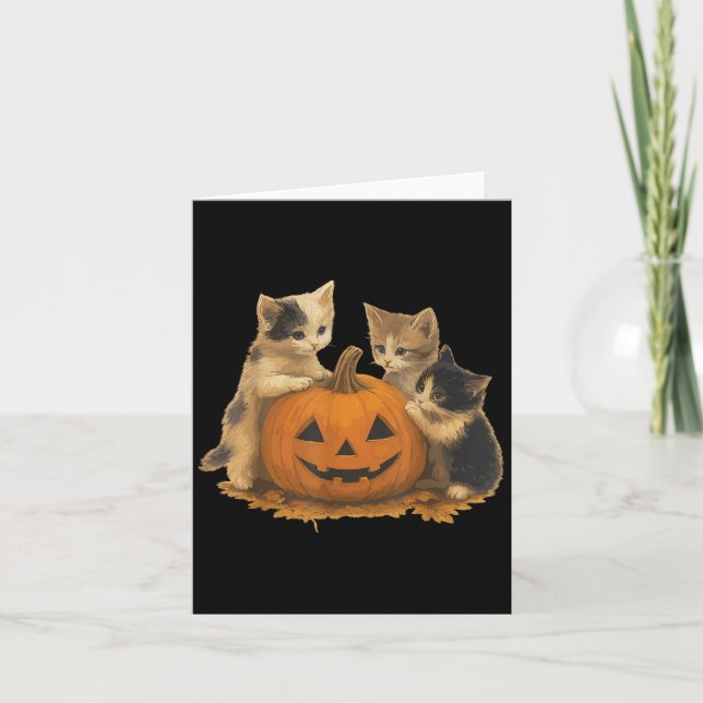 Vintage 90s Cat Retro Halloween Soky Tee  Card (Front)