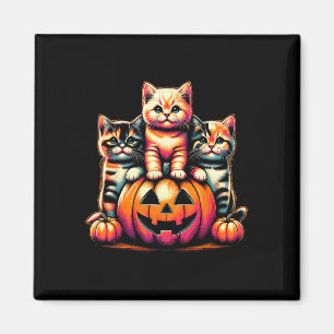 Vintage 90s Cats Kittens Pumpkin Halloween Spooky  Magnet