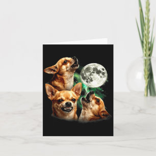 Vintage 90s Chihuahua Howling at The Moon Card