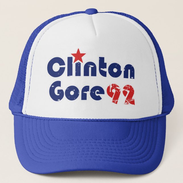 Vintage 90s Clinton Gore 1992 Trucker Hat (Front)