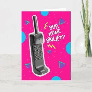 Vintage 90s Cordless Phone in Humourous 90s Theme Holiday Card