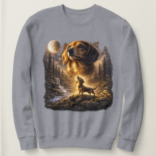 Vintage 90s Dachshund Howling at The Moon Wiener  Sweatshirt