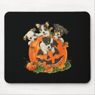 Vintage 90s Dog Retro Pumpkin Puppies Halloween Do Mouse Pad