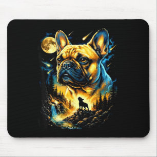 Vintage 90s French Bulldog Howling at The Moon Mouse Pad