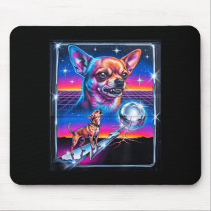 Vintage 90s Funny Chihuahua Howling at The Moon Mouse Pad