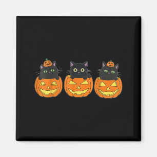 Vintage 90s Halloween Pumpkin Black Cat Spooky Art Magnet