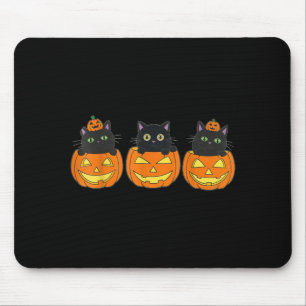 Vintage 90s Halloween Pumpkin Black Cat Spooky Art Mouse Pad