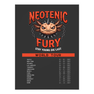 Vintage 90s Heavy Metal Axolotl Band Tour Parody Photo Print