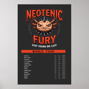 Vintage 90s Heavy Metal Axolotl Band Tour Parody Poster
